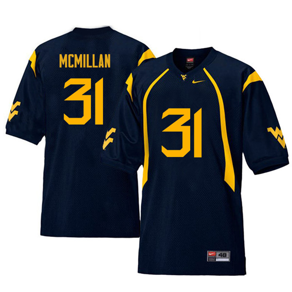 NCAA Men's Jawaun McMillan West Virginia Mountaineers Navy #31 Nike Stitched Football College Retro Authentic Jersey ET23T20QK